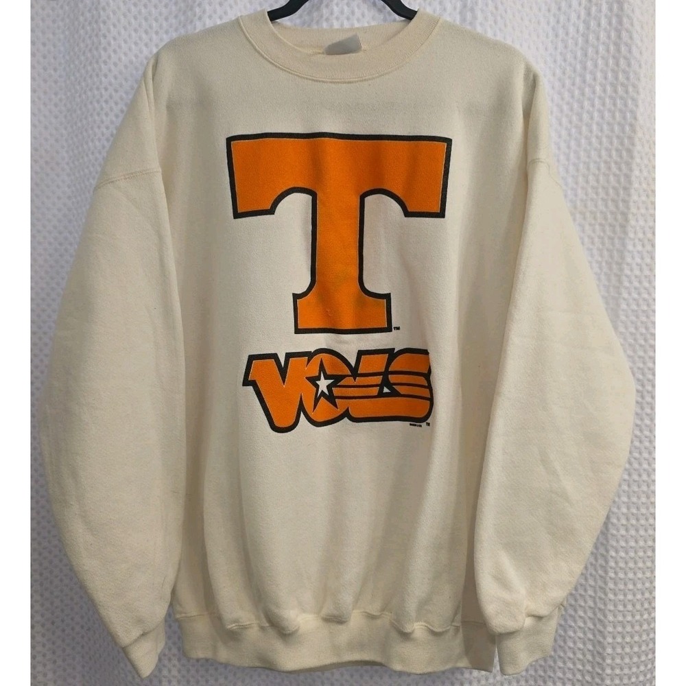 Vintage Women's Large Tennessee Volunteers Sweatshirt Crewneck White Super Soft